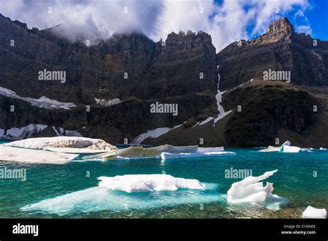 Icebergs On Iceberg Lake Many Glacier Glacier National Park Montana