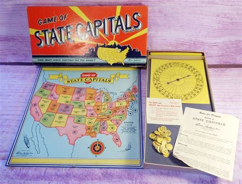 Game Of State Capitals Board Game Vintage 1952 Parker Brothers Complete