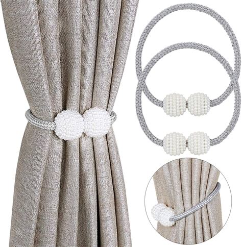 Curtain Tieback Magnetic 2pcs Curtain Holders Elegant Pearl Bead Holdbacks Curtain Clips With