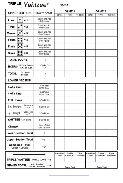 Free Yahtzee Score Cards Printable Printable Templates