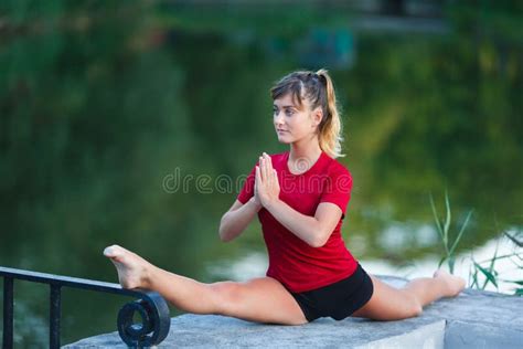 Cute Young Girl Doing Yoga Exercises Stock Image Image Of Active