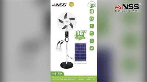Nss 16 Inch Solar Electric Fan Solar Floor Fan With Panel Multifunction Rechargeable Fan With