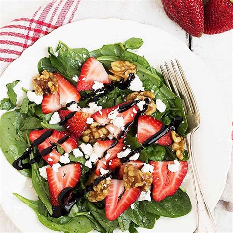 Spinach Strawberry Salad With Goat Cheese Seasons And Suppers