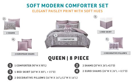 Comfort Spaces Cozy Comforter Set Modern Classic Design All Season Down