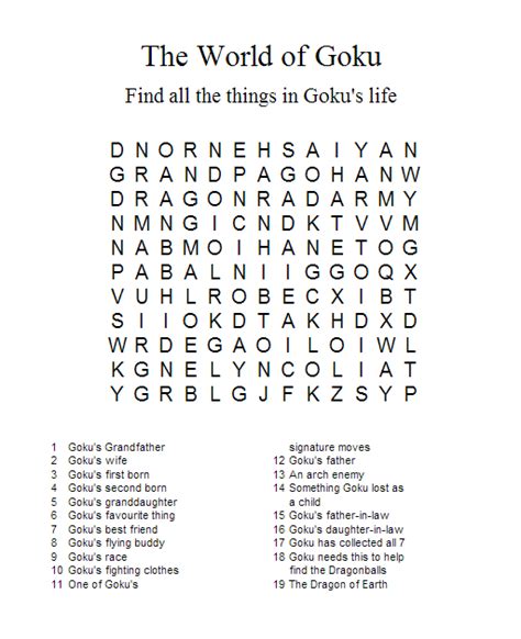 These battles are as intense as they come. Goku wordsearch by Gosha-Chan on DeviantArt