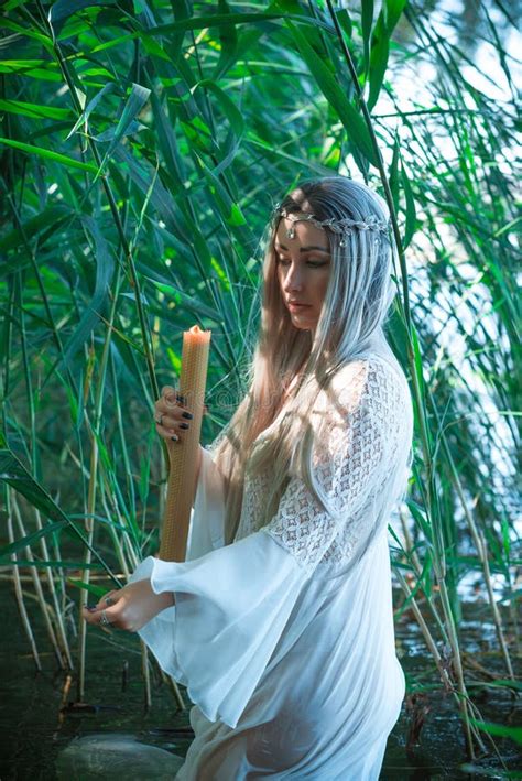 Pagan Scene In Lake Magical Rituals Stock Image Image Of Bride