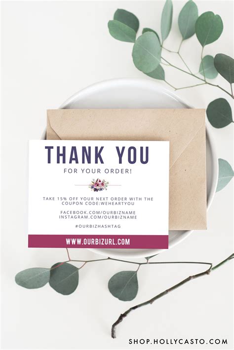 Branded business card design is one of the way to promote your company. modern floral business packaging thank you cards for ...