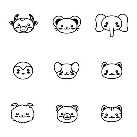 Face Cute Pet Animal Outline Symbol Kawaii Animal 2741693 Vector Art At