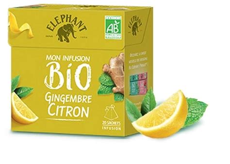 Infusion Gingembre Citron Bio Elephant Sachets La Belle Vie