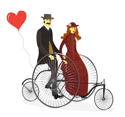 Premium Vector Loving Couple Riding On A Bicycle