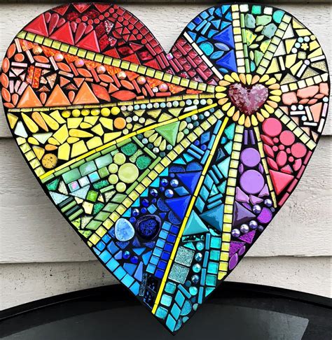 Mosaic Rainbow Heart 16x16 Custom Multicolored Etsy Mosaic Art