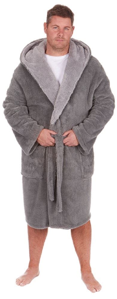 Mens Gents Sherpa Fleece Hooded Heavy Soft Touch Dressing Gowns Robes
