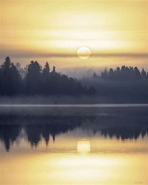 Misty Morning Light Over Lake Näsijärvi In Tampere Captured By The