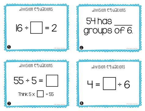 3rd Grade Division Equations Task Cards 3rd Grade Division Facts