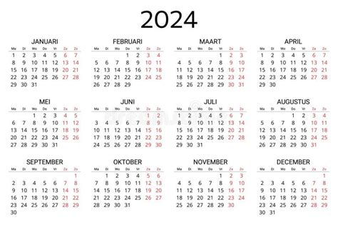 2024 Dutch Calendar Printable Editable Vector Illustration For Dutch