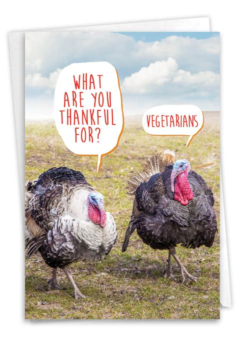 Thankful For Vegetarians Funny Thanksgiving Greeting Card Turkey
