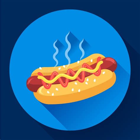 Hot Dog Vector Icon Hotdog Flat Fast Food Illustration Stock Vector