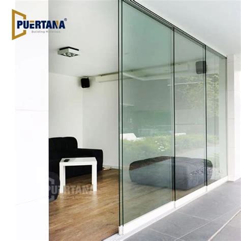 Interior Noiseless Aluminum Frameless Glass Stacking Sliding Door