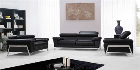 Vig Encore Modern Living Room Set In Black Leather