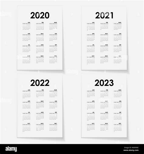 Calendar 2020 20212022 And 2023 Calendar Templatecalendar Design
