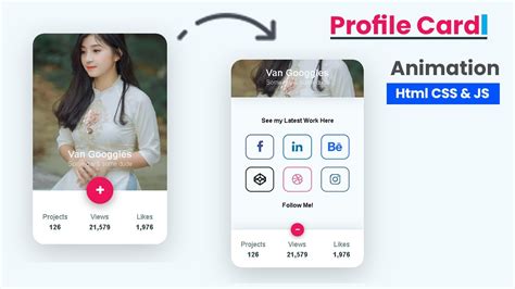 Animated Profile Card Using Html Css And Js Profile Card Ui Design