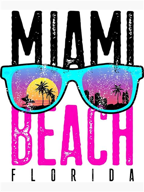 Miami Beach Shirt Florida Sunset Retro Souvenir Surf Miami Poster For