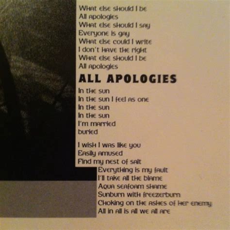Nirvana All Apologies Nirvana Lyrics Nirvana Quotes Lyrics Nirvana Lyrics