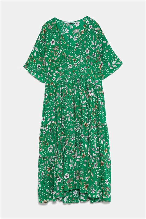 Zara Green Floral Midi Dress Dresscodes