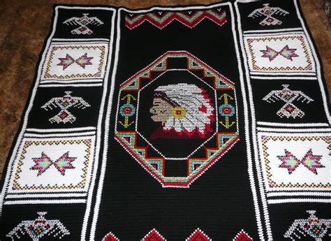 Indian Head Hand Crocheted Afghan I Made One Of These Afghans Back In
