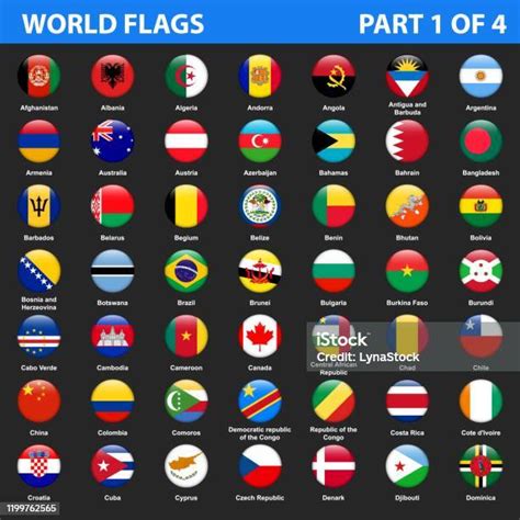 Världs Flaggor I Alfabetisk Ordning Del 1 Av 4 Vektorgrafik Och Fler