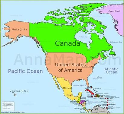 America North Map Countries Political