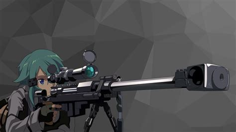 Asada Shino Sword Art Online Hecate Ii Sniper Rifle Anime Girls