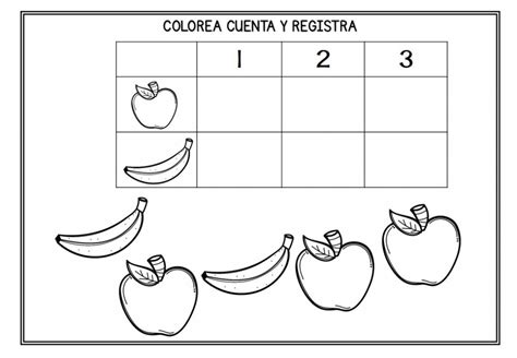 COLOREA CUENTA REGISTRA 1 2 3 INFANTIL CONTEO