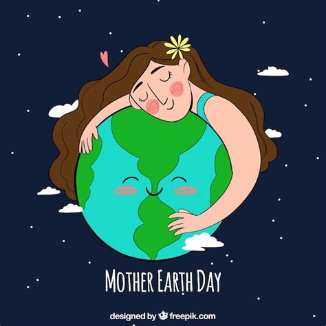 Día De La Madre Tierra Fondo Dibujado A Mano Vector Gratis