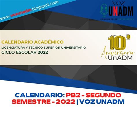 Calendario Académico De La Unadm 2022 Tsu Y Lic B2 Segundo
