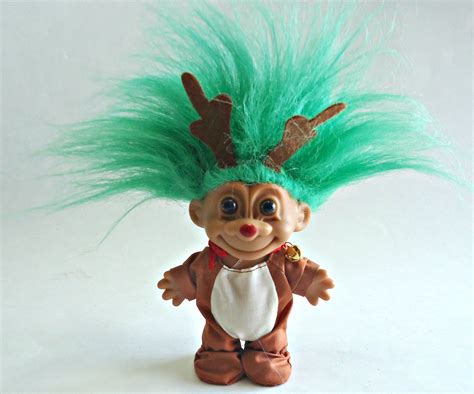 Vintage Troll Doll Russ Berrie Treasure Troll Doll Christmas Reindeer