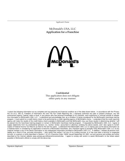 28 Mcdonalds Application Form Page 2 Free To Edit Download And Print