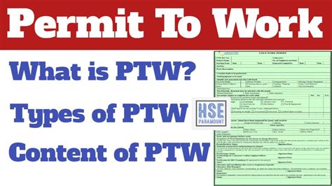 Permit To Work What Is Permit To Work Types Of PTW Content Of
