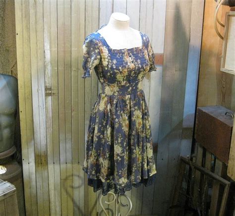 Vintage Blue Calico Dress Floral Pucker Sheer Lace Mini Etsy Calico