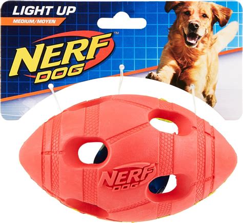 Nerf Dog Light Up Bash Football Dog Toy Medium Yellow And Red
