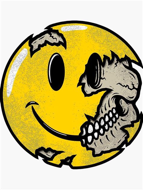 Smiley Face Skull Sticker By Revolutiongfx Redbubble Matchbox Art