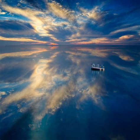 3840x2043 Blue Sky Clouds Horizon Lake Water 4k Wallpaper