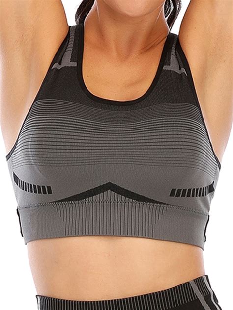 Dodoing Supportive Sports Bras For Women Running Padded Compression Sports Bra Racerback