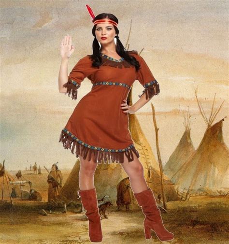 Pocahontas Red Indian Squaw Lady Fancy Dress Costume Native American Outfit Hen Ebay