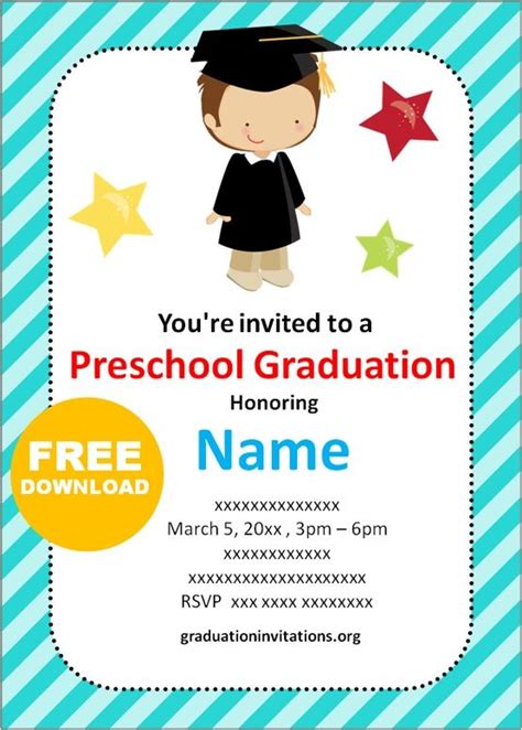 Free Printable Preschool Graduation Invitations Templates Graduation