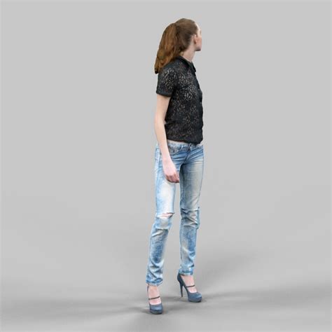 Torn Jeans Girl 3d Model Game Ready Fbx