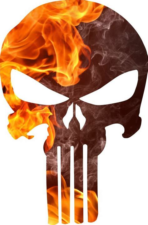 Punisher Skull Decal Fire Flame Punisher Decal