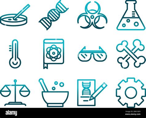 Science And Research Laboratory Study Icons Collection Vector