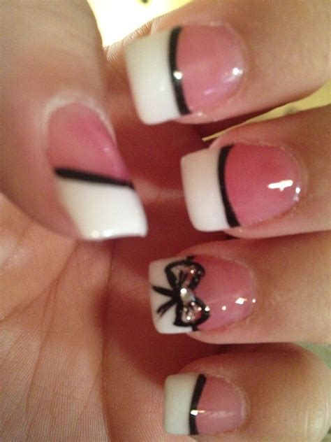 Cute And Classy French Tip Nails With Bow My Style Pinterest