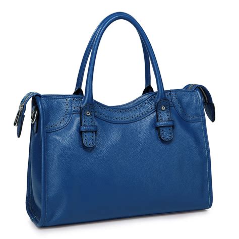 cowhide leather handbag Blue